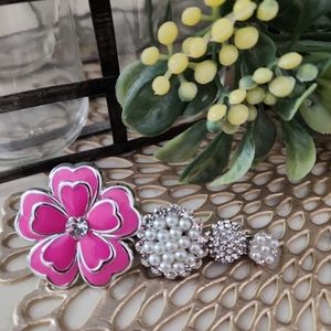 Hot Pink Flower & Rhinestone Hairclip